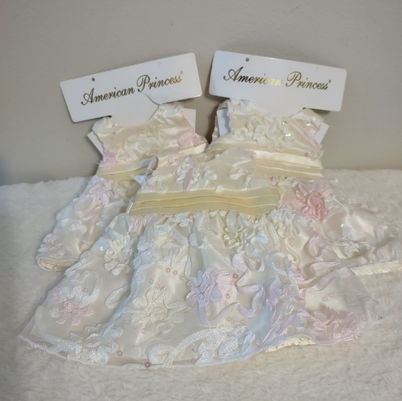 3 American Princess For "18" Girl Doll Dresses Special Occasions Cream&Pink "14" - Picture 12 of 14